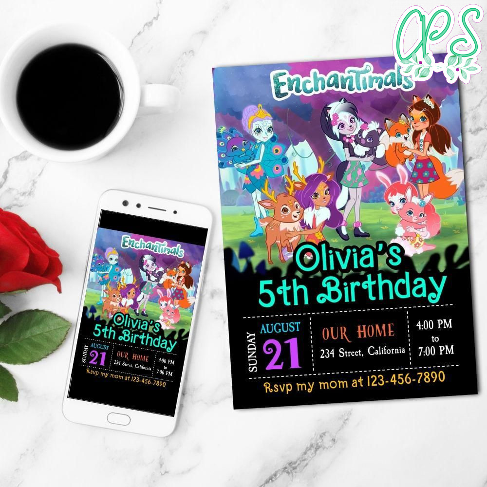 Enchantimal Mobile Invite Customizable Template Instant Download