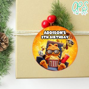 Garfield Circle Sticker Template Customizable To Print At Home Instant Download