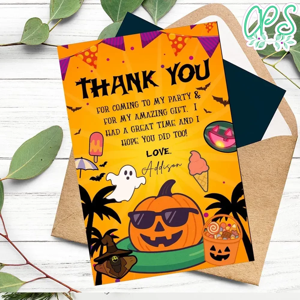Summerween Thank You Card Customizable Template DIY | CustomPartyShirts