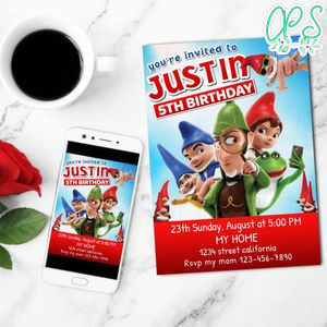 Gnomeo & Juliet 2 Mobile Invite Customizable Template Instant Download