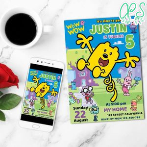 Wow Wow Wubbzy Birthday Invitation Customizable Template to Print at Home Instant Download