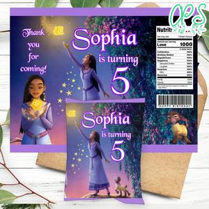Wish Disney Birthday Party Chip Bag Digital File Printable Instant Download
