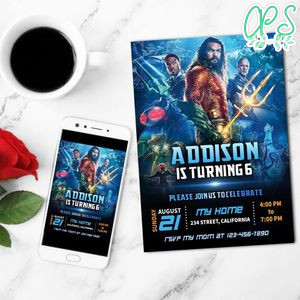 Aquaman 2 Mobile Invite Customizable Template Instant Download