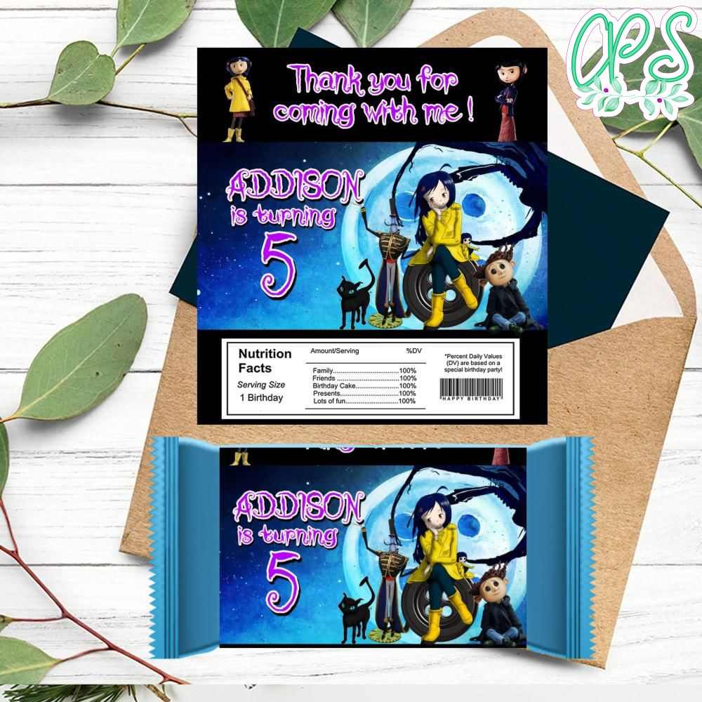 Coraline Candy bar Label Customizable Template DIY CustomPartyShirts
