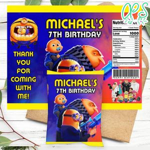 Despicable me 4 Birthday Party Chip Bag Digital File Printable Instant Download