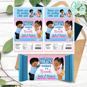 Fades or braids Gender Reveal Rice Krispies Treats Template Printable Instant Download