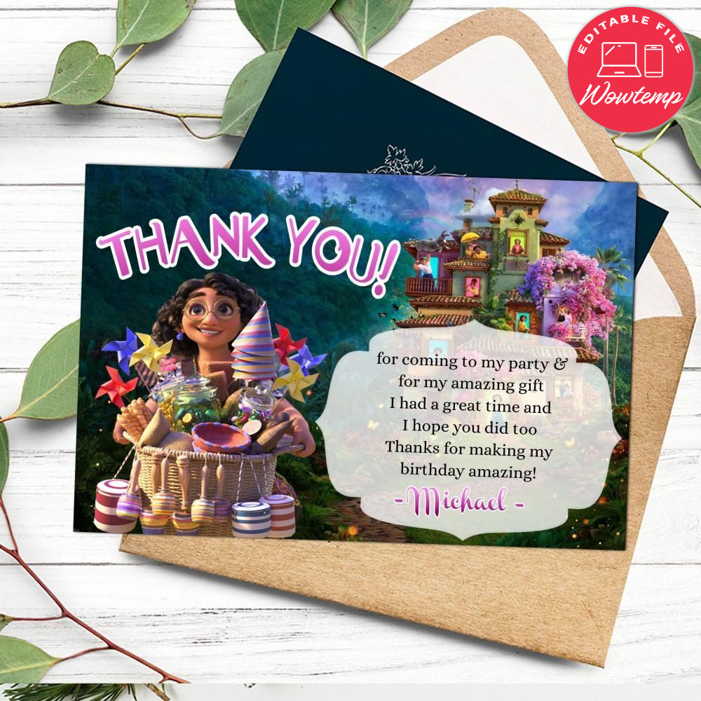 Encanto Thank you card Customizable Template DIY CustomPartyShirts Studio