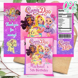 Sunny Day Birthday Party Chip Bag Digital File Printable Instant Download