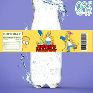 Simpson Birthday Water Bottle Label Template to Print at Home Instant Download