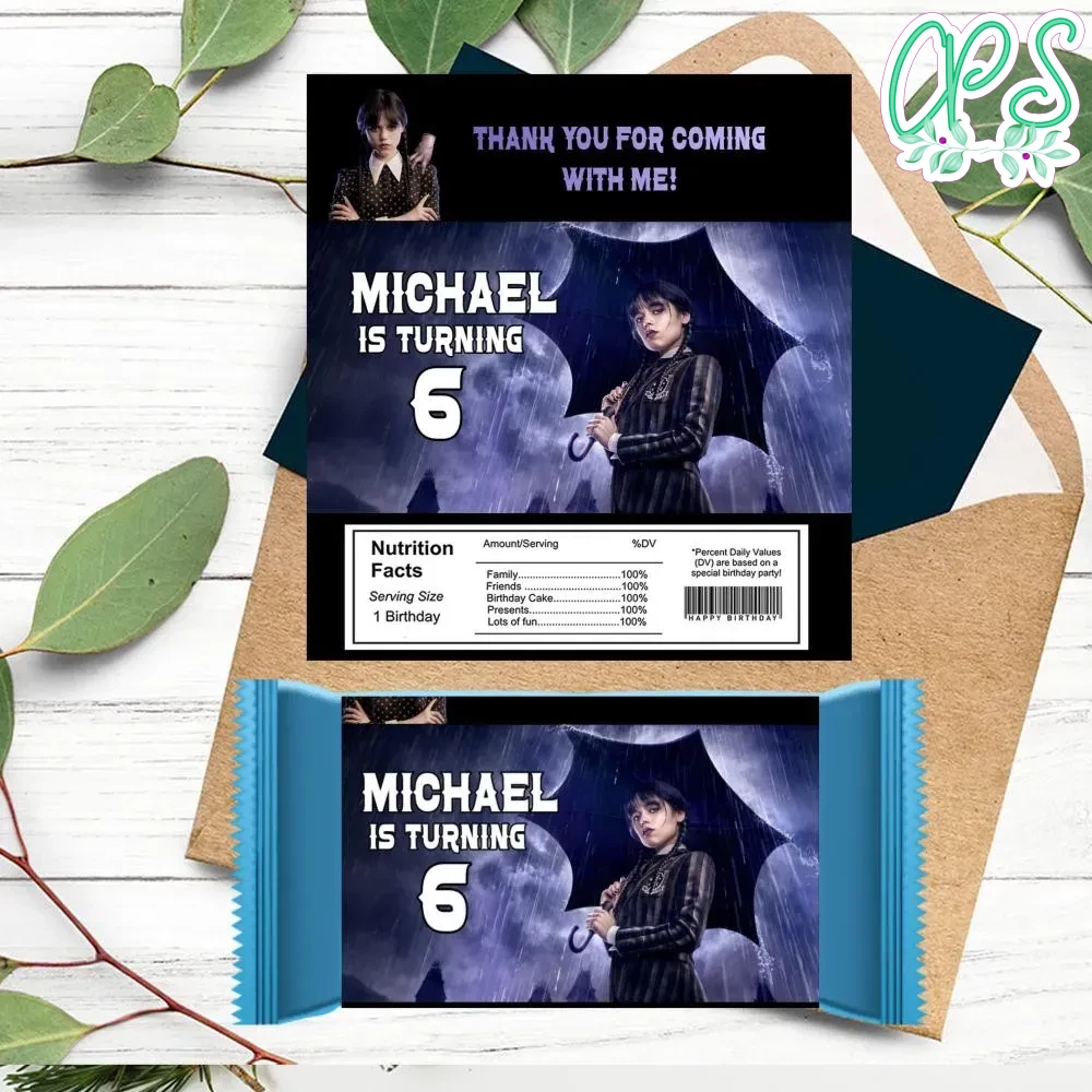 Wednesday Candy bar Label Customizable Template DIY | CustomPartyShirts