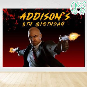 Hitman Birthday Backdrop Digital File Template Instant Download