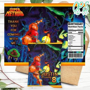 Super Metroid Birthday Chip Bag Digital File Printable Instant Download