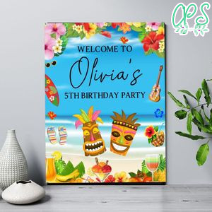 Luau Birthday Welcome Sign Digital File Printable Instant Download