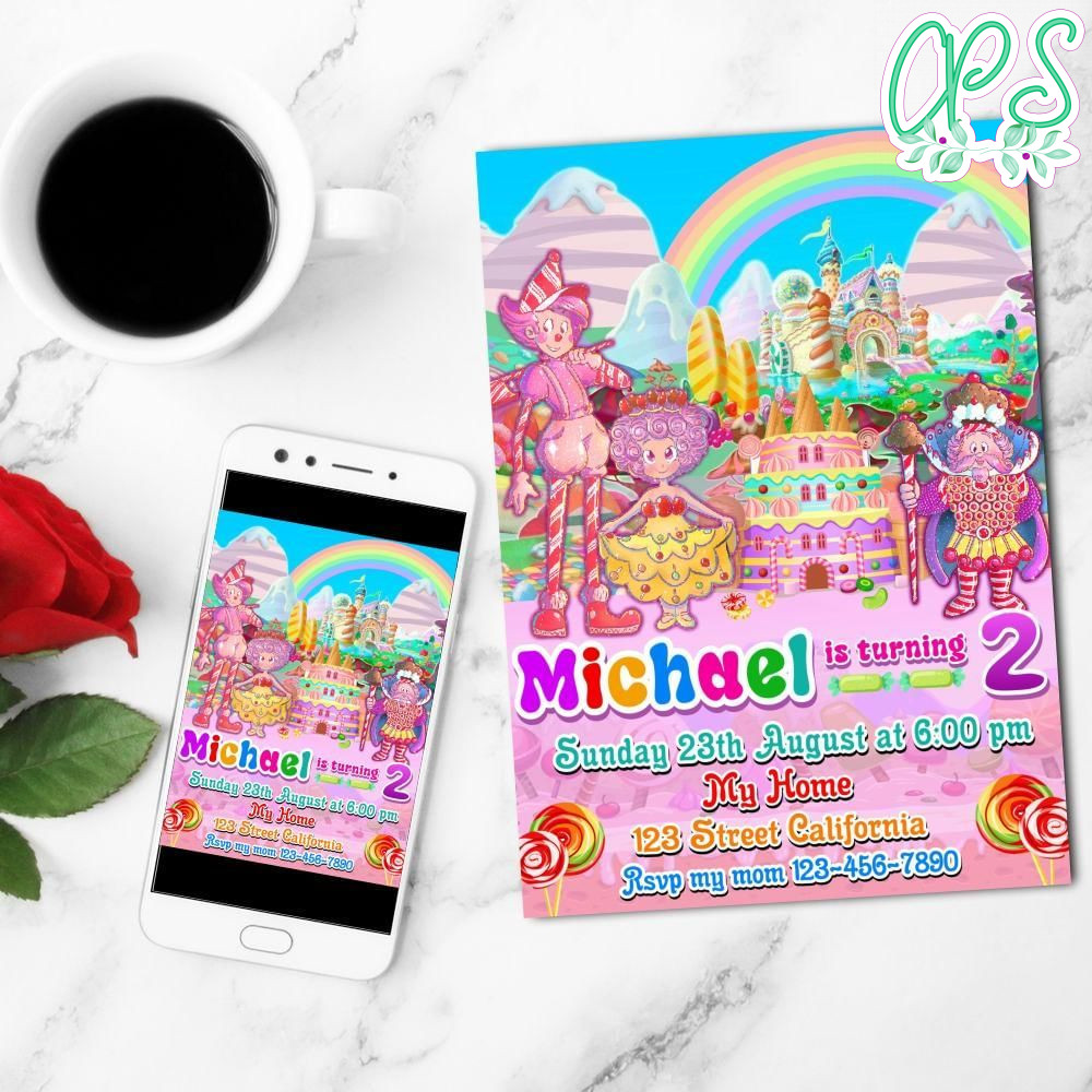 Candyland Mobile Invite Customizable Template Instant Download