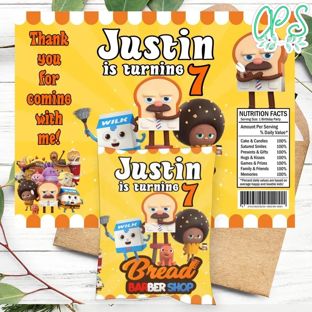 Bread Birthday Chip Bag Digital File Printable