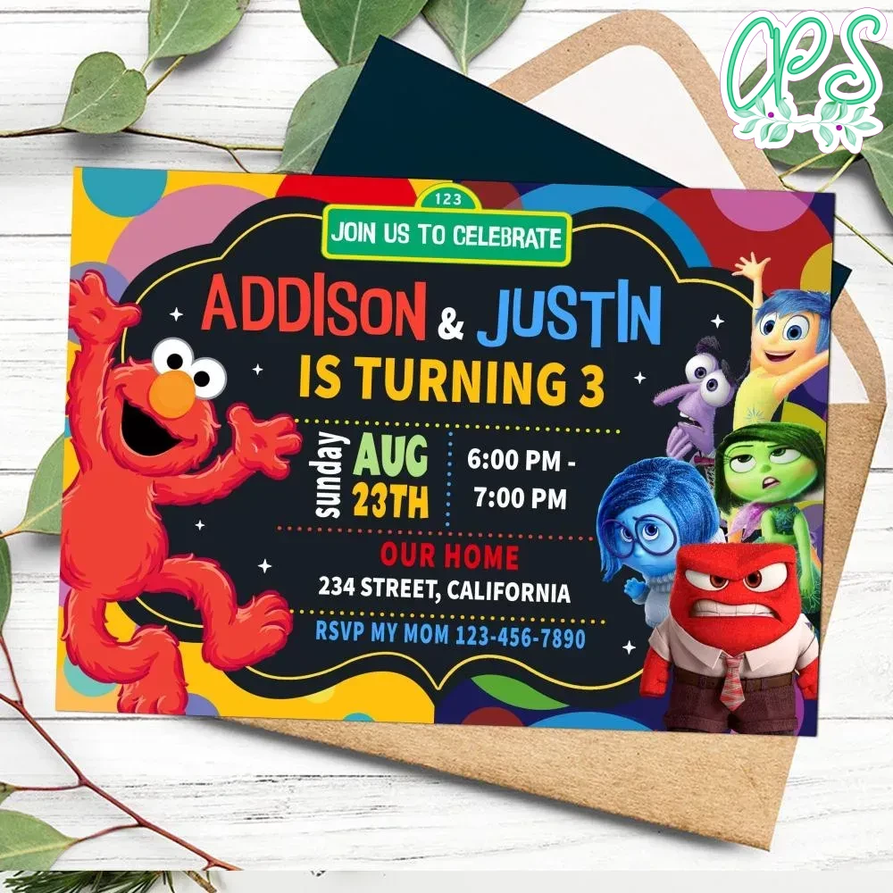 Elmo and inside out Invitation Customizable Template DIY ...
