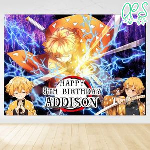 Zenitsu Birthday Backdrop Digital File Template Instant Download