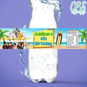 Teen beach Birthday Water Bottle Label Template to Print at Home Instant Download