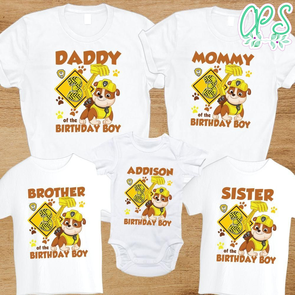 Rubble paw patrol Family Birthday Party T-Shirt