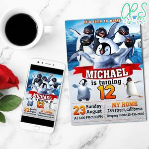 Happy Feet 2022 Birthday Flyer Customizable Template to Print at Home Instant Download