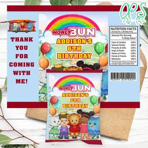 Daniel Tiger Birthday Honey Buns Snack Bag Label Customizable Instant Download
