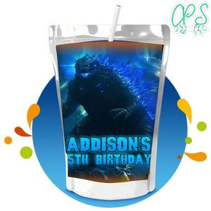 Godzilla Capri Sun Birthday Labels Digital File Printable Instant Download