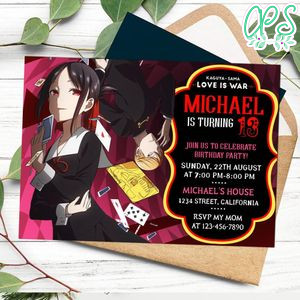 Kaguya Sama Birthday Flyer Customizable Template to Print at Home Instant Download