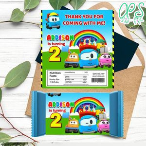 Leo the truck Candy bar Label Customizable Template Instant Download