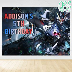 Gundam Birthday Backdrop Digital File Template Instant Download