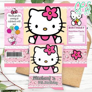 Hello Kitty Birthday Chip Bag Digital File Printable Instant Download