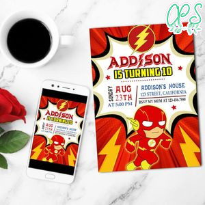 Flash baby Invitation Customizable Template to Print at Home Instant Download