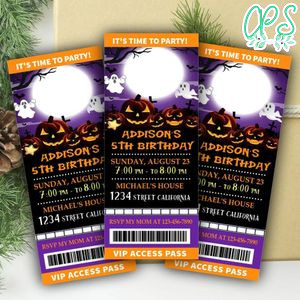 Halloween Ticket Invitation Customizable Template Instant Download