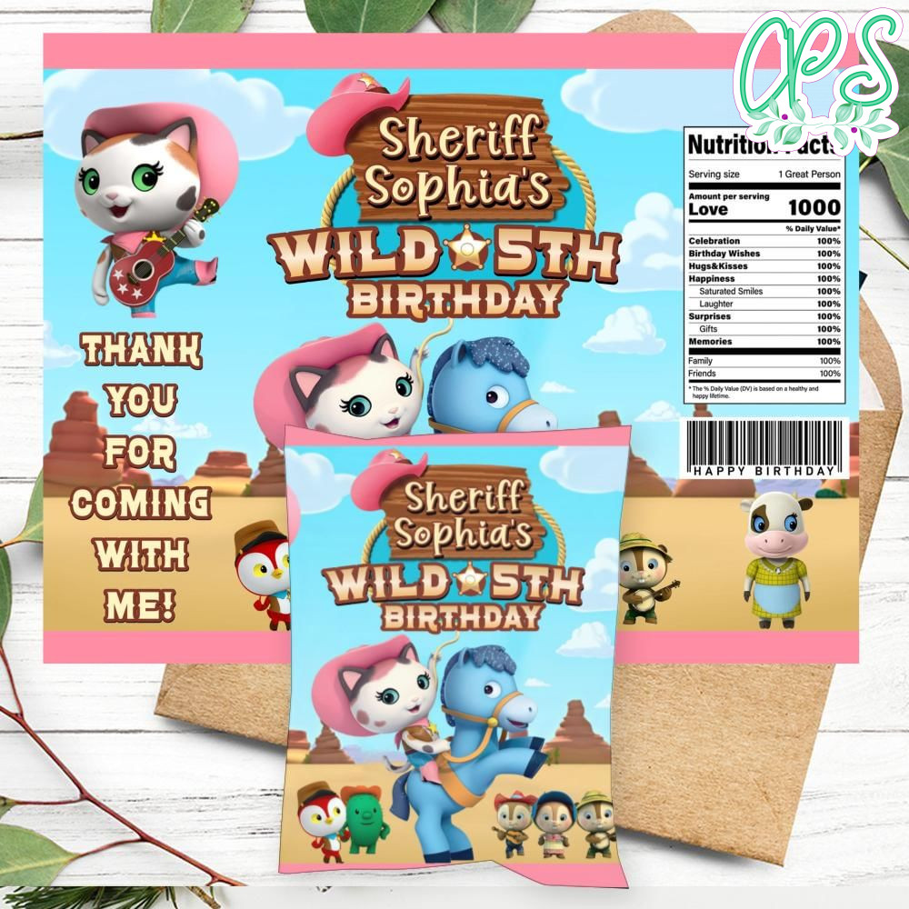 Sheriff Callie Birthday Party Chip Bag Digital File DIY CustomPartyShirts