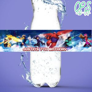 Big hero 6 Birthday Water Bottle Label Template to Print at Home Instant Download