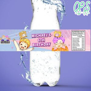 Lankybox Justin Adam Birthday Water Bottle Label Template to Print at Home Instant Download