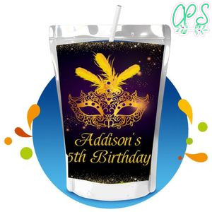 Masquerade Capri Sun Birthday Labels Digital File Printable Instant Download
