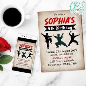Kungfu Mobile Invite Customizable Template Instant Download