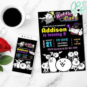 The Battle Cats Mobile Invite Customizable Template Instant Download