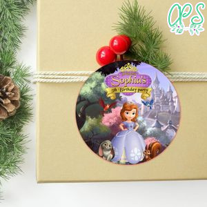 Princess Sofia Circle Sticker Template Customizable to Print at Home Instant Download