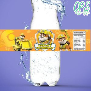 Rubble paw patrol Bottle Label Birthday Water Bottle Label Template to Print at Home Instant Download