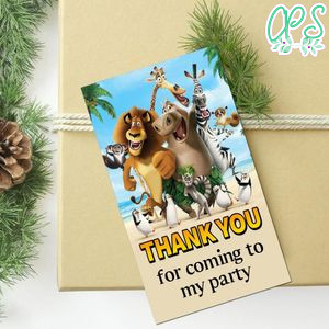 Madagascar Thank You Tag Customizable Template To Print At Home Instant Download