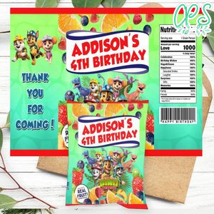 Dino Rescue Birthday Party Fruit Snack Bag Digital File Printable Instant Download