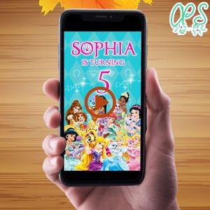 Princess palace pets Birthday Video Invitation Digital Template Customizable Instant Download
