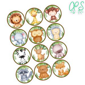 Jungle Safari Cupcake Toppers Template Printable Instant Download