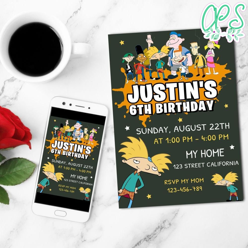 Hey Arnold Mobile Invite Customizable Template Instant Download