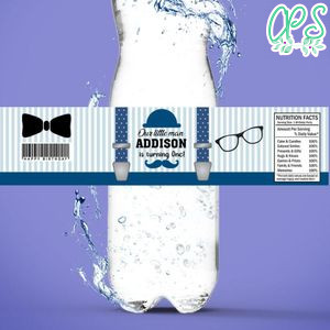 Little man Birthday Water Bottle Label Template to Print at Home Instant Download