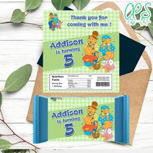 Berenstain Bears Candy bar Label Customizable Template Instant Download