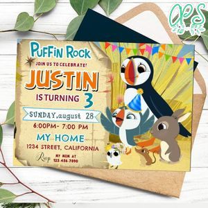 Puffin Rock Invitation Customizable Template to Print at Home Instant Download