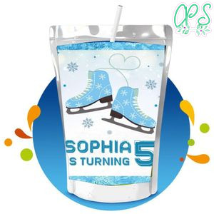 Ice Skating Capri Sun Birthday Labels Digital File Printable Instant Download