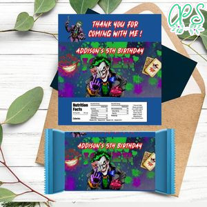 Joker Candy Bar Label Customizable Template Instant Download